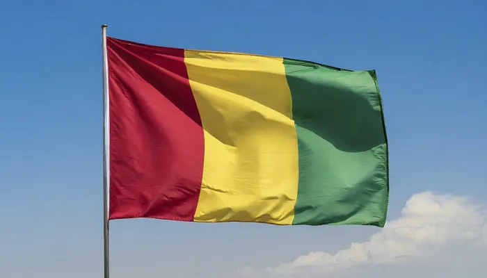 Framed Print : The Flag of Guinea Print - Isolated Against the Blue Sky Framed Print : The Flag of Guinea Print - Isolated Against the Blue Sky