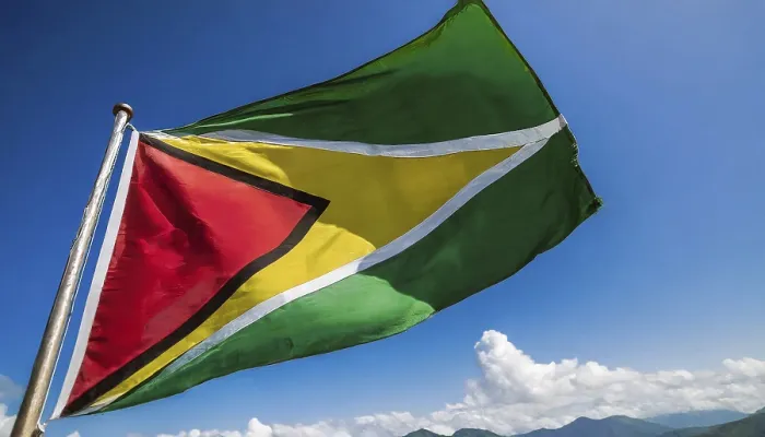Framed Print : Guyana Flag Print - Blue Sky Framed Print : Guyana Flag Print - Blue Sky