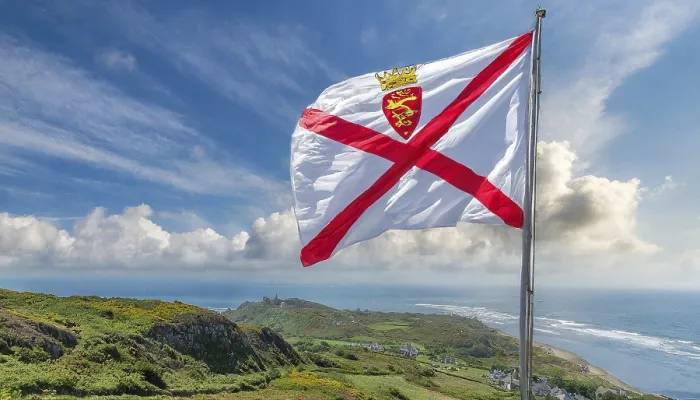 Framed Print : The Flag of the Isle of Jersey Print, Great Britain