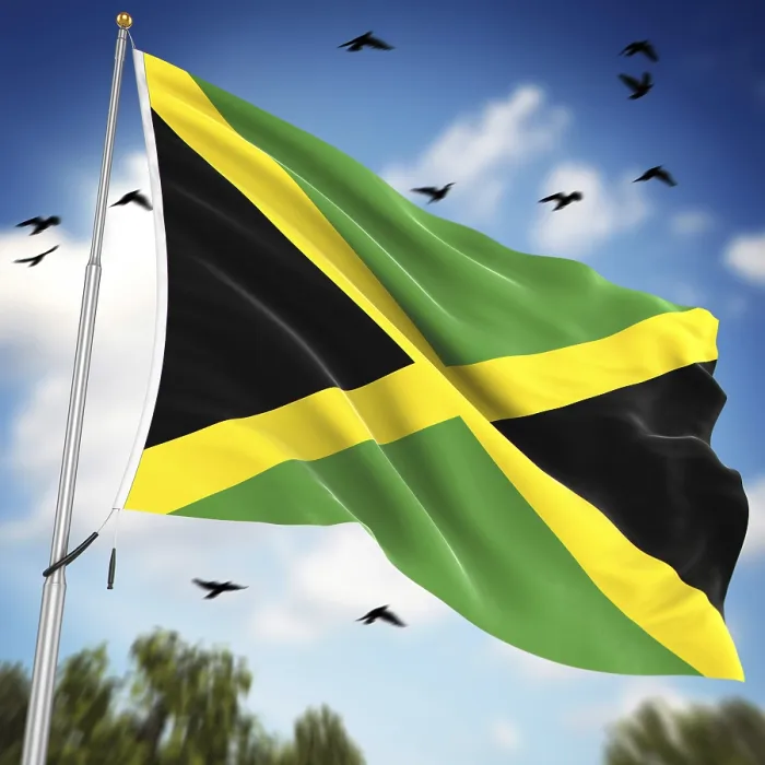 Framed Print : Computer Generated 3D Rendered Print of the Flag of Jamaica Framed Print : Computer Generated 3D Rendered Print of the Flag of Jamaica