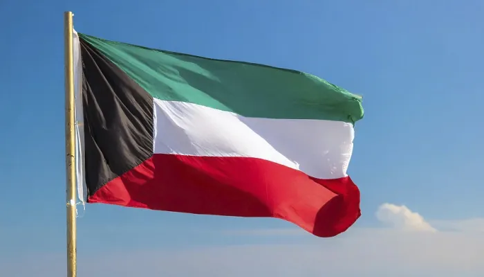 Framed Print : The Flag of Kuwait Print - Isolated Against a Blue Sky Framed Print : The Flag of Kuwait Print - Isolated Against a Blue Sky