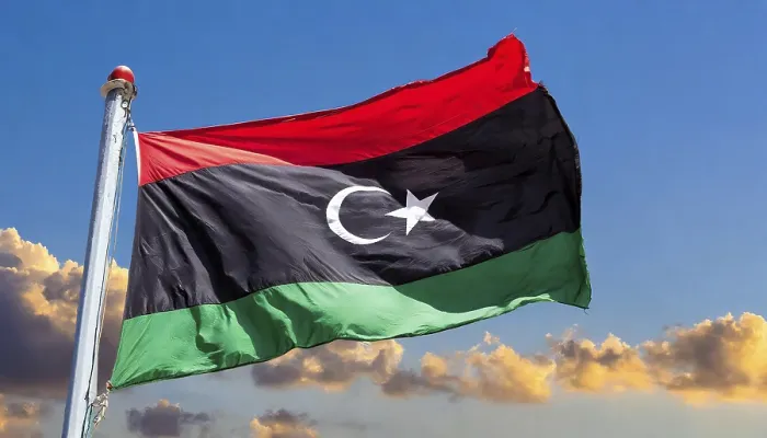 Framed Print : Libyan Flag Print - Blue Sky Background Framed Print : Libyan Flag Print - Blue Sky Background