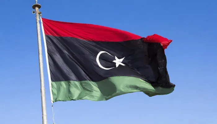 Framed Print : Libyan Flag Print - Blue Sky Background Framed Print : Libyan Flag Print - Blue Sky Background