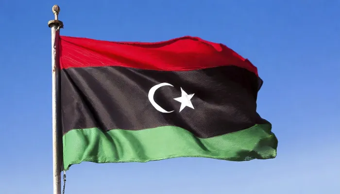 Framed Print : Libyan Flag Print: Blue Sky Background Framed Print : Libyan Flag Print: Blue Sky Background