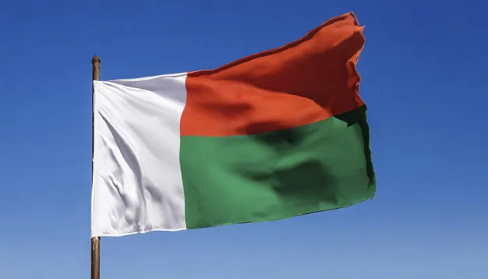 Framed Print : Madagascar Flag Print: Blue Sky Background Framed Print : Madagascar Flag Print: Blue Sky Background