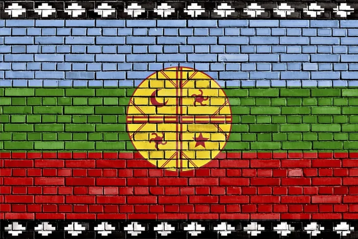 Framed Print : Flag of Mapuche Print on Brick Wall Framed Print : Flag of Mapuche Print on Brick Wall