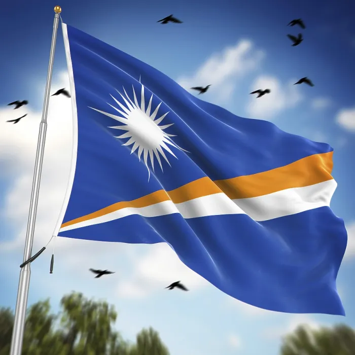Framed Print : 3D Rendered Print of the Marshall Islands Flag