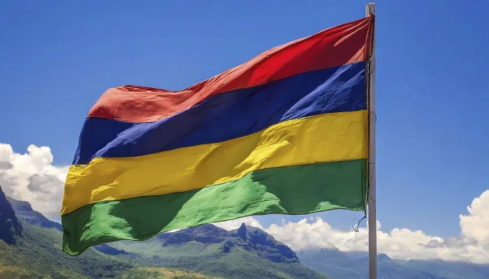 Framed Print : Mauritius Flag Print - Blue Sky Background Framed Print : Mauritius Flag Print - Blue Sky Background