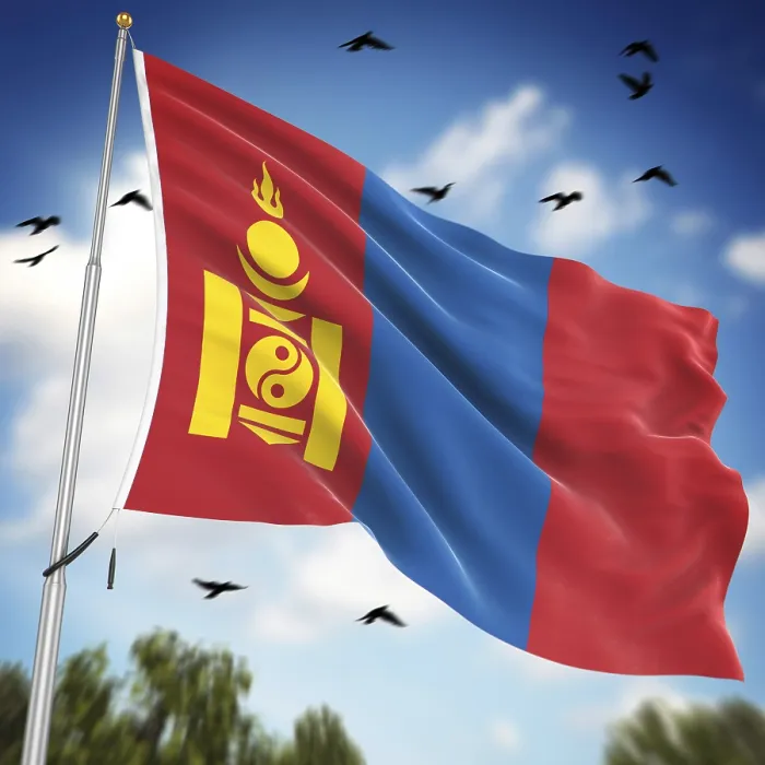 Framed Print : 3D Rendered Flag of Mongolia Print