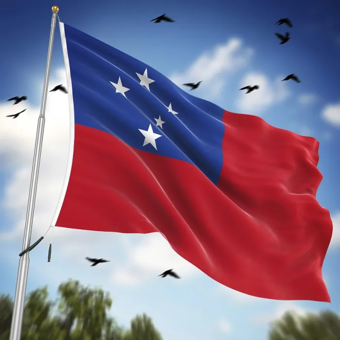 Framed Print : Computer Generated 3D Rendered Print of the Flag of Samoa Framed Print : Computer Generated 3D Rendered Print of the Flag of Samoa