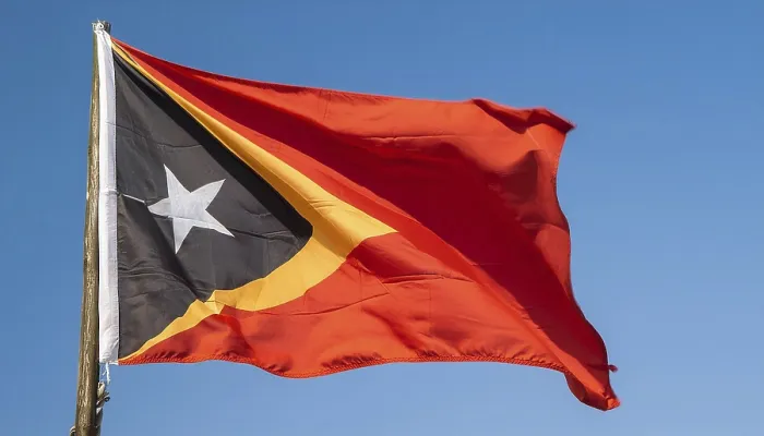 Framed Print : The Flag of Timor Print: Blue Sky Background Framed Print : The Flag of Timor Print: Blue Sky Background