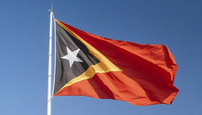 Framed Print : The Flag of Timor Print: A Blue Sky Scene Framed Print : The Flag of Timor Print: A Blue Sky Scene