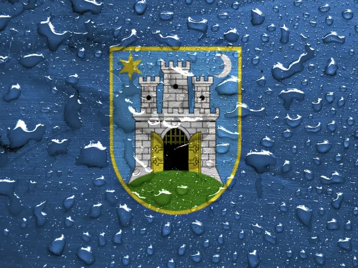 Framed Print : Flag of Zagreb with Rain Drops Print Framed Print : Flag of Zagreb with Rain Drops Print