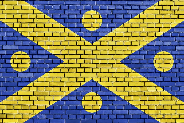 Framed Print : Flag of Zingem Painted on Brick Wall Print Framed Print : Flag of Zingem Painted on Brick Wall Print