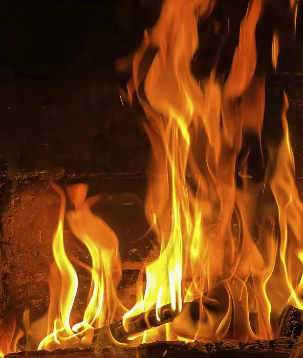 Framed Print : Flames of Fire Print - Burning Wood in a Dark Fireplace Framed Print : Flames of Fire Print - Burning Wood in a Dark Fireplace
