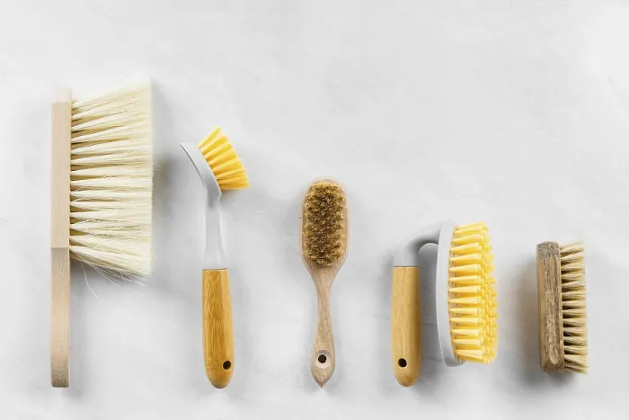 Framed Print : Flat Lay Cleaning Brushes Print Framed Print : Flat Lay Cleaning Brushes Print