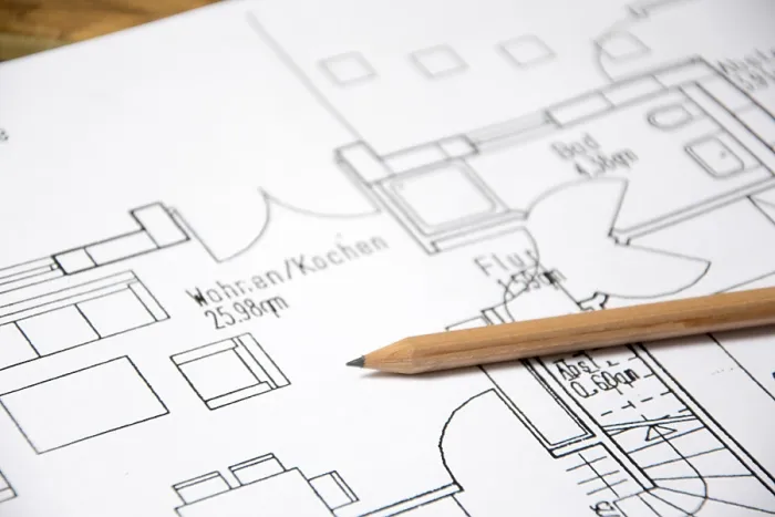Framed Print : Floor Plan Print of an Apartment