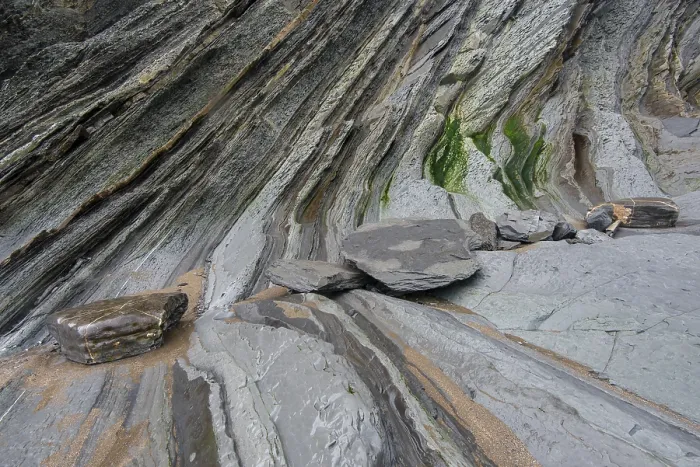 Framed Print : Flysch Rock Layer Print, Deba Coast, Spain Framed Print : Flysch Rock Layer Print, Deba Coast, Spain