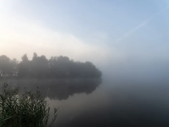 Framed Print : Fog and Reflections on the Lake Print, Spreewald Germany