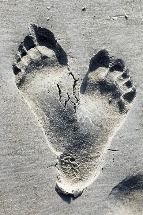 Framed Print : Two Footprints in the Sand Print Framed Print : Two Footprints in the Sand Print