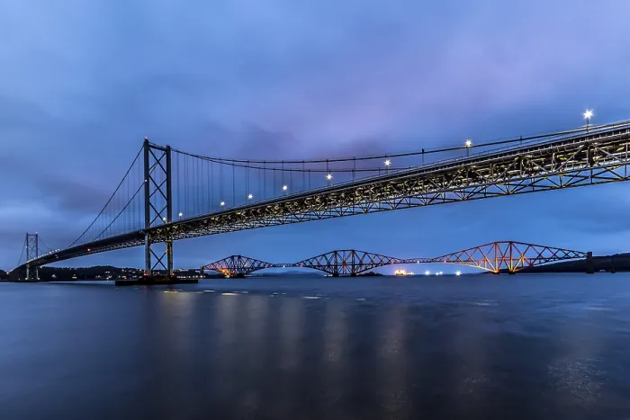 Framed Print : The Forth Road Bridge Print with the Forth Bridge Framed Print : The Forth Road Bridge Print with the Forth Bridge