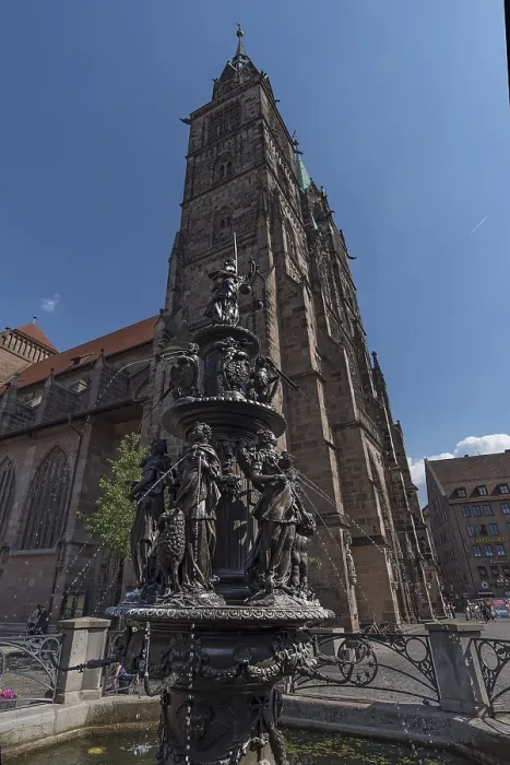 Framed Print : Fountain of Virtue Print, Nuremberg, Germany Framed Print : Fountain of Virtue Print, Nuremberg, Germany