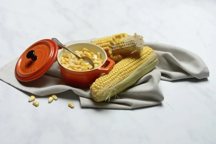 Framed Print : Fresh Maize Kernels in Pots and Cobs Print Framed Print : Fresh Maize Kernels in Pots and Cobs Print