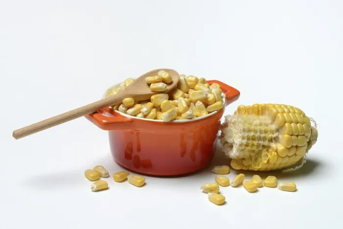Framed Print : Fresh Maize Kernels in Pots and Cobs Print