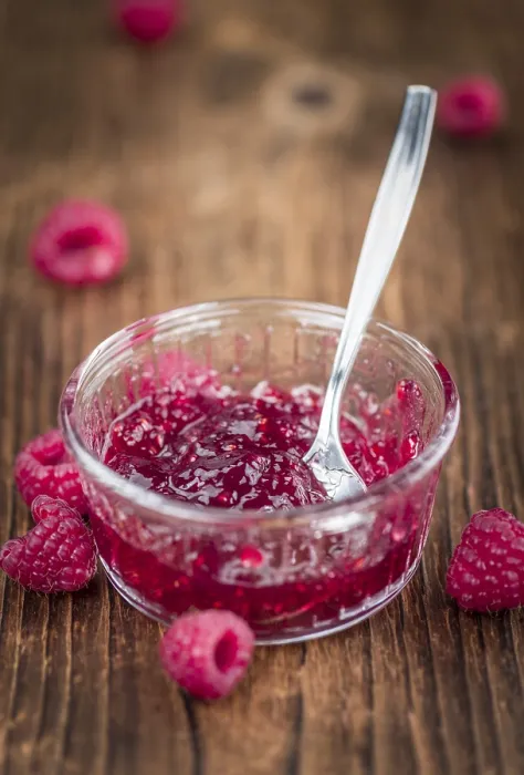 Framed Print : Fresh Raspberry Jam Print on Rustic Wooden Table Framed Print : Fresh Raspberry Jam Print on Rustic Wooden Table