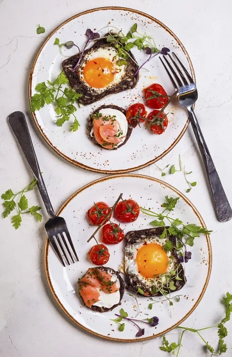Framed Print : Breakfast Print with Whole Grain Bread and Salmon Framed Print : Breakfast Print with Whole Grain Bread and Salmon