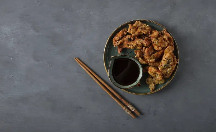 Framed Print : Print of Deep-Fried Meat in Batter with Sesame Seeds Framed Print : Print of Deep-Fried Meat in Batter with Sesame Seeds