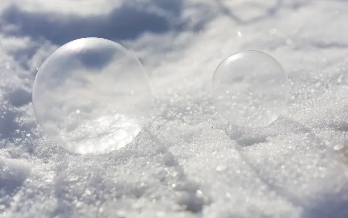 Framed Print : Frozen Soap Bubbles in Snow Print