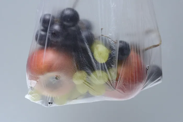 Framed Print : Fruit in Plastic Bag Print, Germany Framed Print : Fruit in Plastic Bag Print, Germany