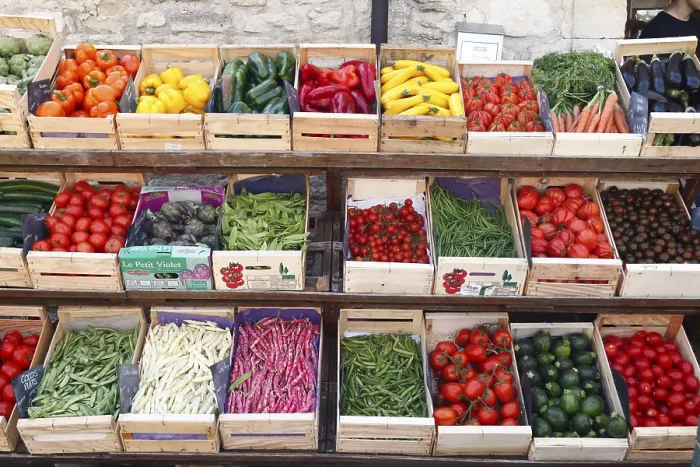 Framed Print : Fruit & Vegetable Store Print, Gordes, Provence, France