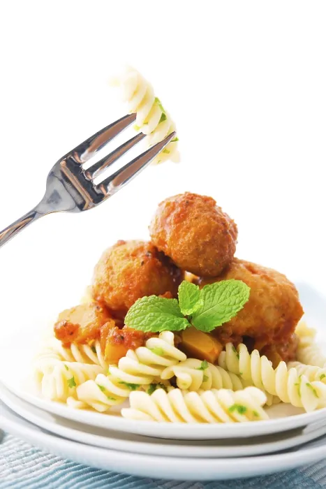 Framed Print : Fusilli on Fork with Meatball Fusilli Background Print Framed Print : Fusilli on Fork with Meatball Fusilli Background Print