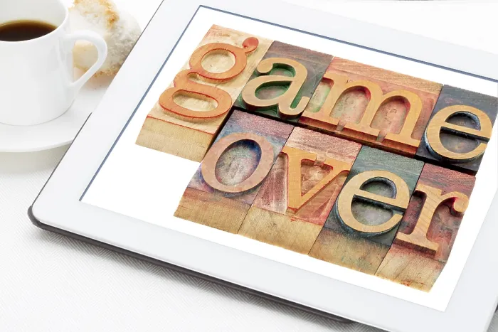 Framed Print : Game Over Print: Loss in Vintage Typography Framed Print : Game Over Print: Loss in Vintage Typography