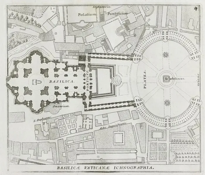 Framed Print : Digital Print of 17th-Century Geometric Plan of S. Peter's Basilica in Rome