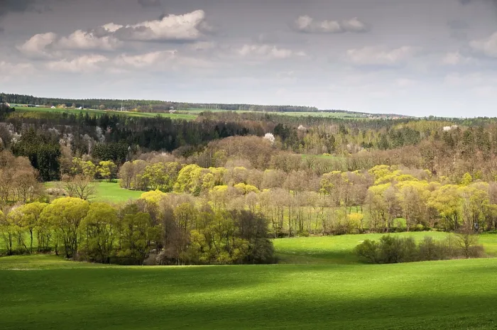 Framed Print : Germany, Greiz, Thuringia Print - Spring Landscape