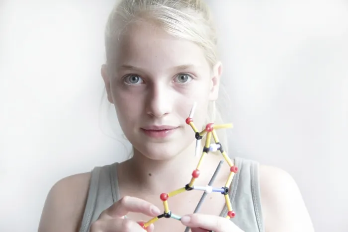 Framed Print : Girl Constructing a Molecular Model Print Framed Print : Girl Constructing a Molecular Model Print