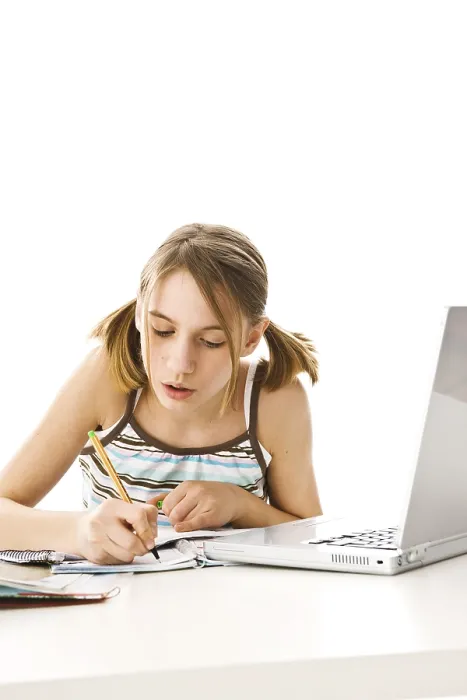 Framed Print : Girl Doing Homework Print Framed Print : Girl Doing Homework Print
