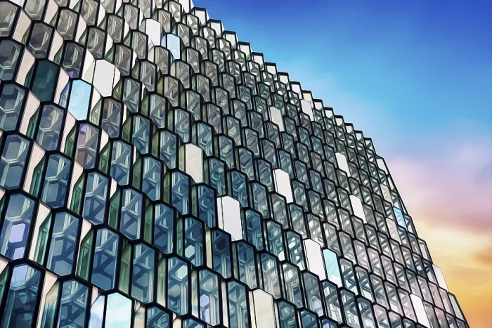 Framed Print : Harpa Concert Hall Glass Façade Print Framed Print : Harpa Concert Hall Glass Façade Print
