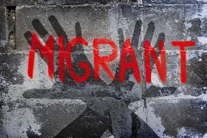 Framed Print : Migrant Defiance Print Framed Print : Migrant Defiance Print