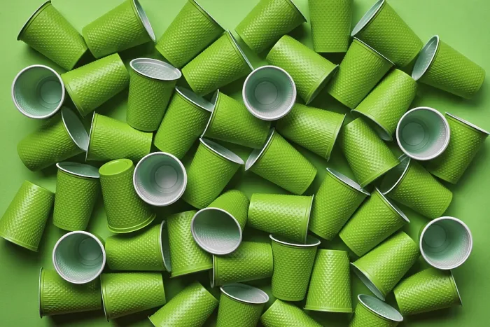 Framed Print : Green Plastic Disposable Tableware Print Framed Print : Green Plastic Disposable Tableware Print