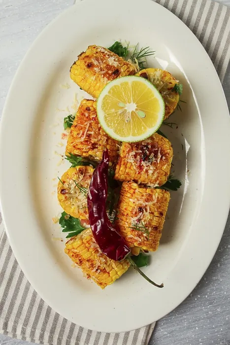 Framed Print : Grilled Corn with Spices Print, Top View Framed Print : Grilled Corn with Spices Print, Top View