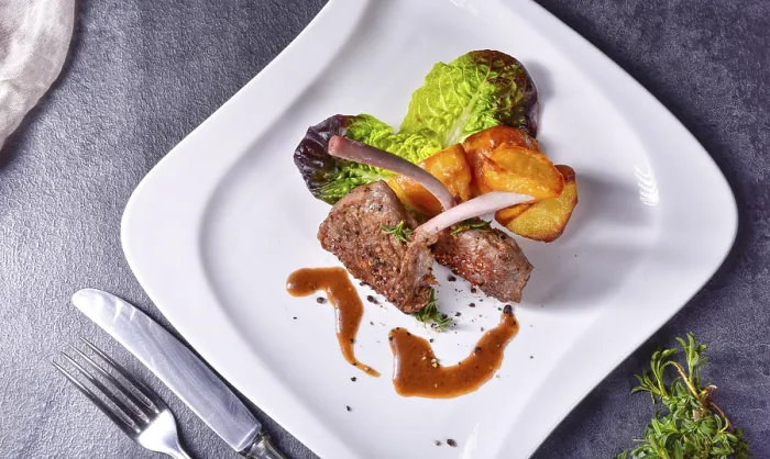 Framed Print : Grilled Lamb Chops with Potatoes Print Framed Print : Grilled Lamb Chops with Potatoes Print