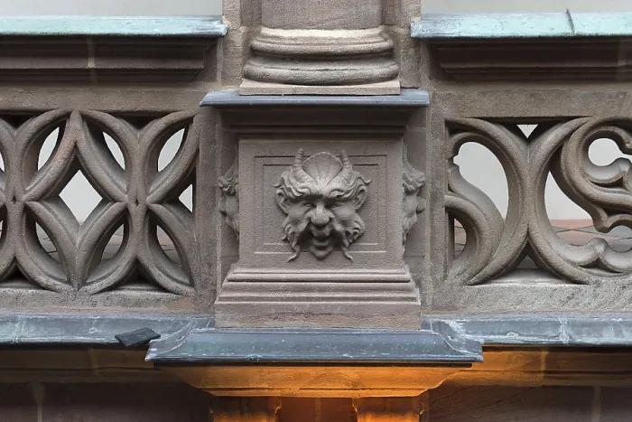 Framed Print : Grotesque Print on a Column in Pellerhof, Nuremberg Framed Print : Grotesque Print on a Column in Pellerhof, Nuremberg