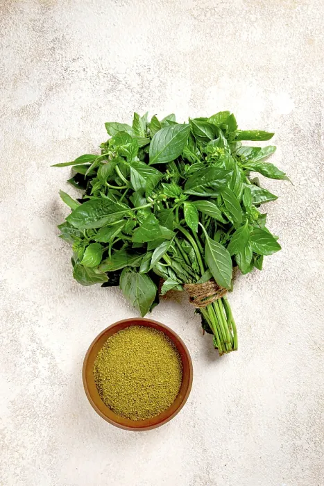 Framed Print : Ground Green Basil Print, Top View Framed Print : Ground Green Basil Print, Top View