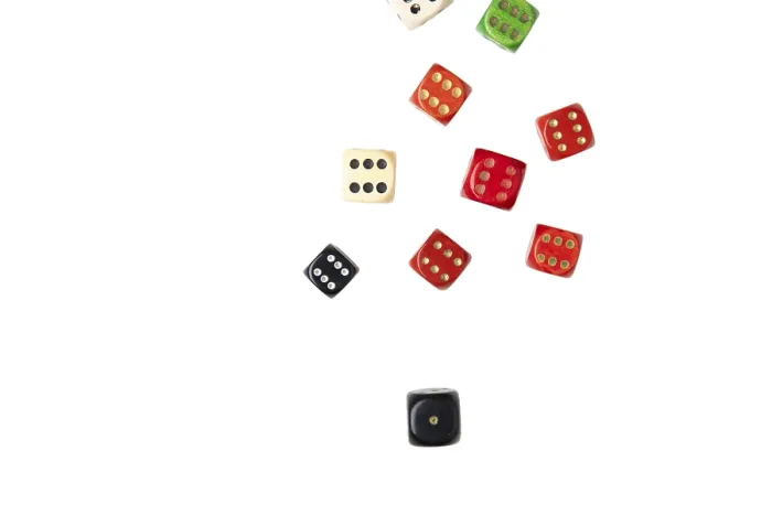 Framed Print : Cubes with Sixes and a One Print on White Background