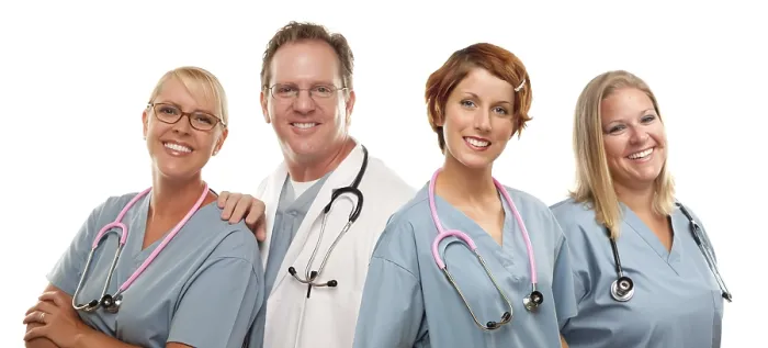 Framed Print : Medical Professionals Print - Isolated on White Background Framed Print : Medical Professionals Print - Isolated on White Background