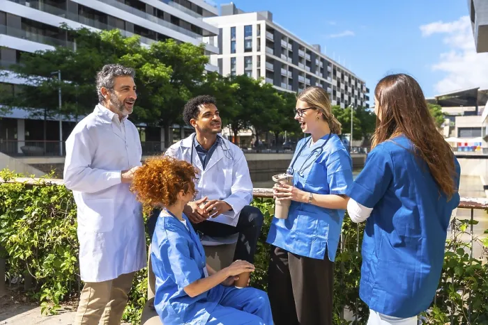Framed Print : Multi Ethnic Medical Professionals in Discussion Print